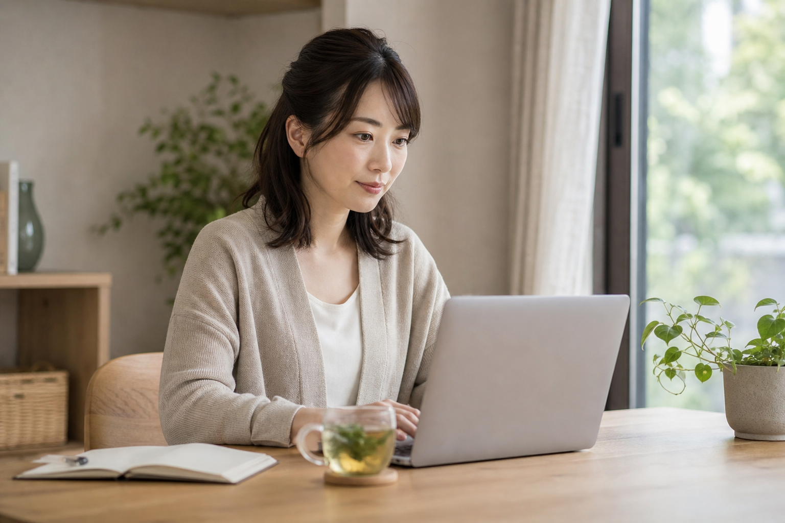 NISAと株式投資を調べる30代女性
